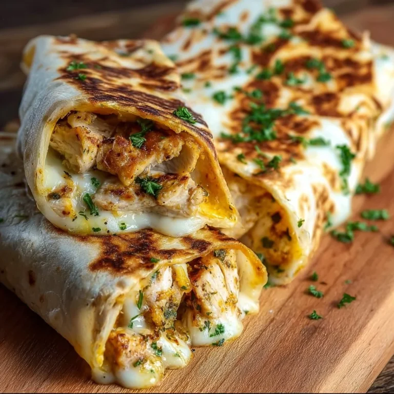 Delicious Cheesy Chicken Wrap filled with chicken, cheese, and fresh vegetables